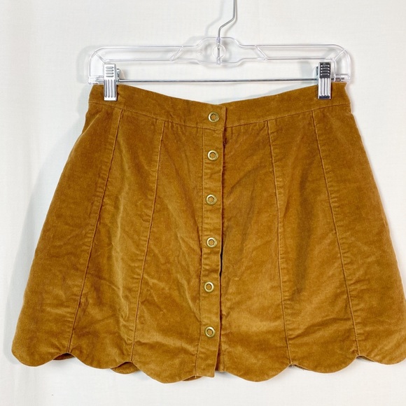 Kendall & Kylie Dresses & Skirts - Kendall + Kylie Brown Corduroy Scallop Edge Skirt